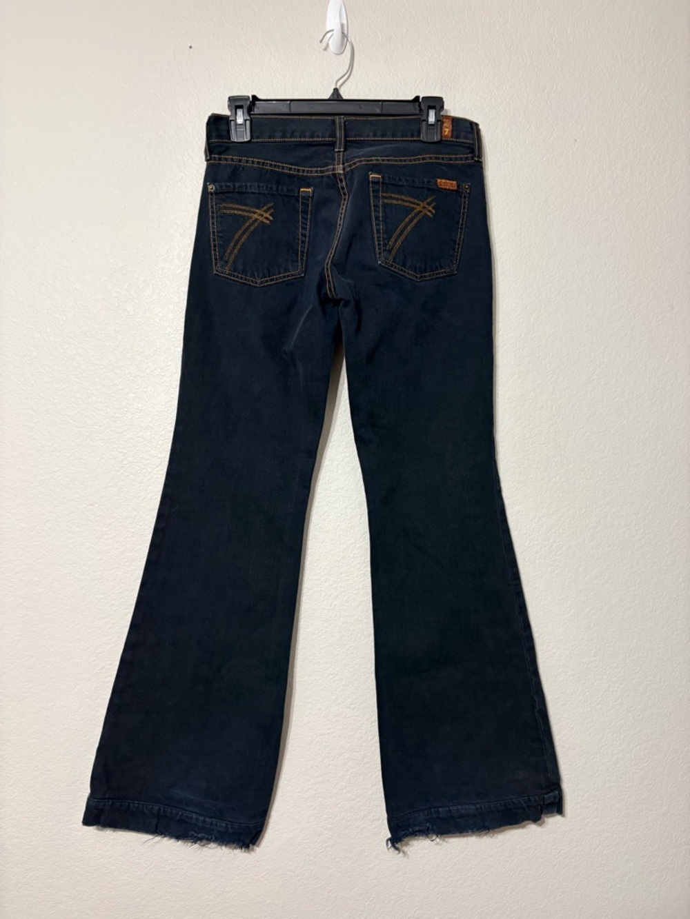 7 For All Mankind Dojo Jeans Low Rise Flare Leg Dark Wash 28 Made in USA‎